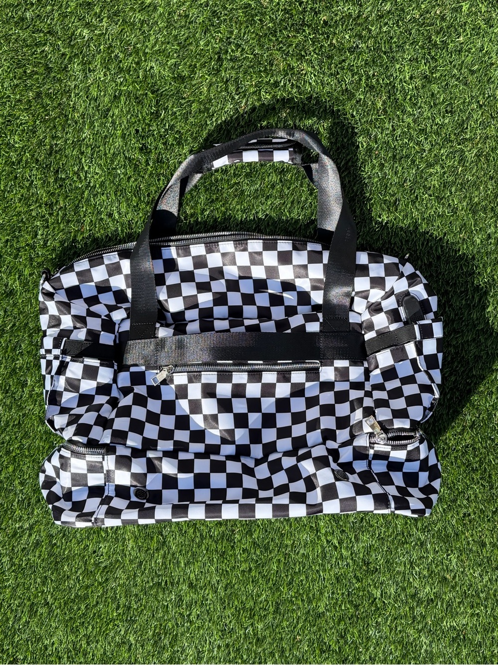 Black & White Checkered Weekender Bag